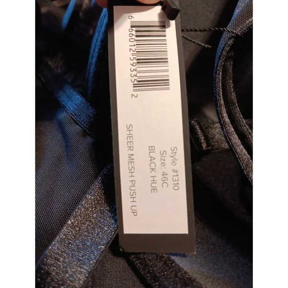 Curvy Couture 46C Sexy Sheer Mesh Plus Size Plunge T Shirt Bra Black 1310 NWT - Picture 7 of 7